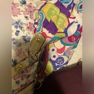 Medium coach multi colored handbag